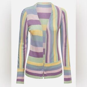 Carol Bassi Sweater Size Medium (38) Kuwait Striped Cardigan EUC